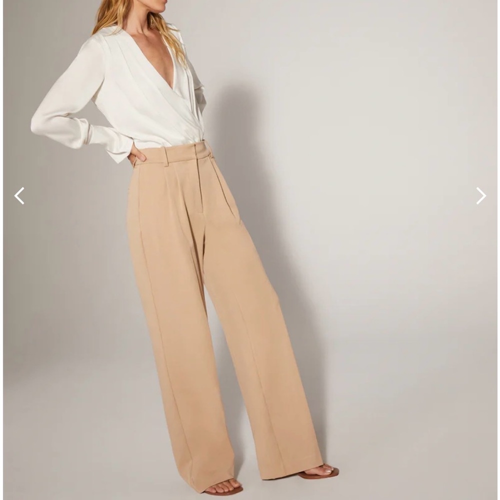 Favorite Daughter Beige Wide-Leg Trousers